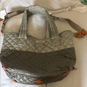 MZ Wallace Quilted Shoulder Bag - Silver and Gray